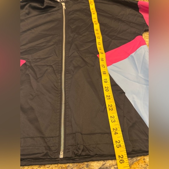 Black Leopard Color Block Full Zip Hooded Jacket women’s Size Medium - Picture 8 of 8